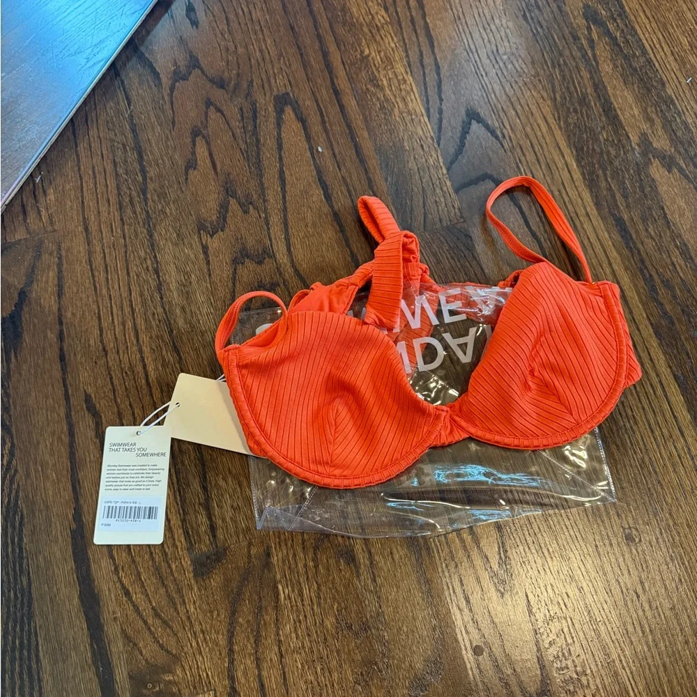 Monday Swimwear Orange Ribbed Underwire Bikini Top